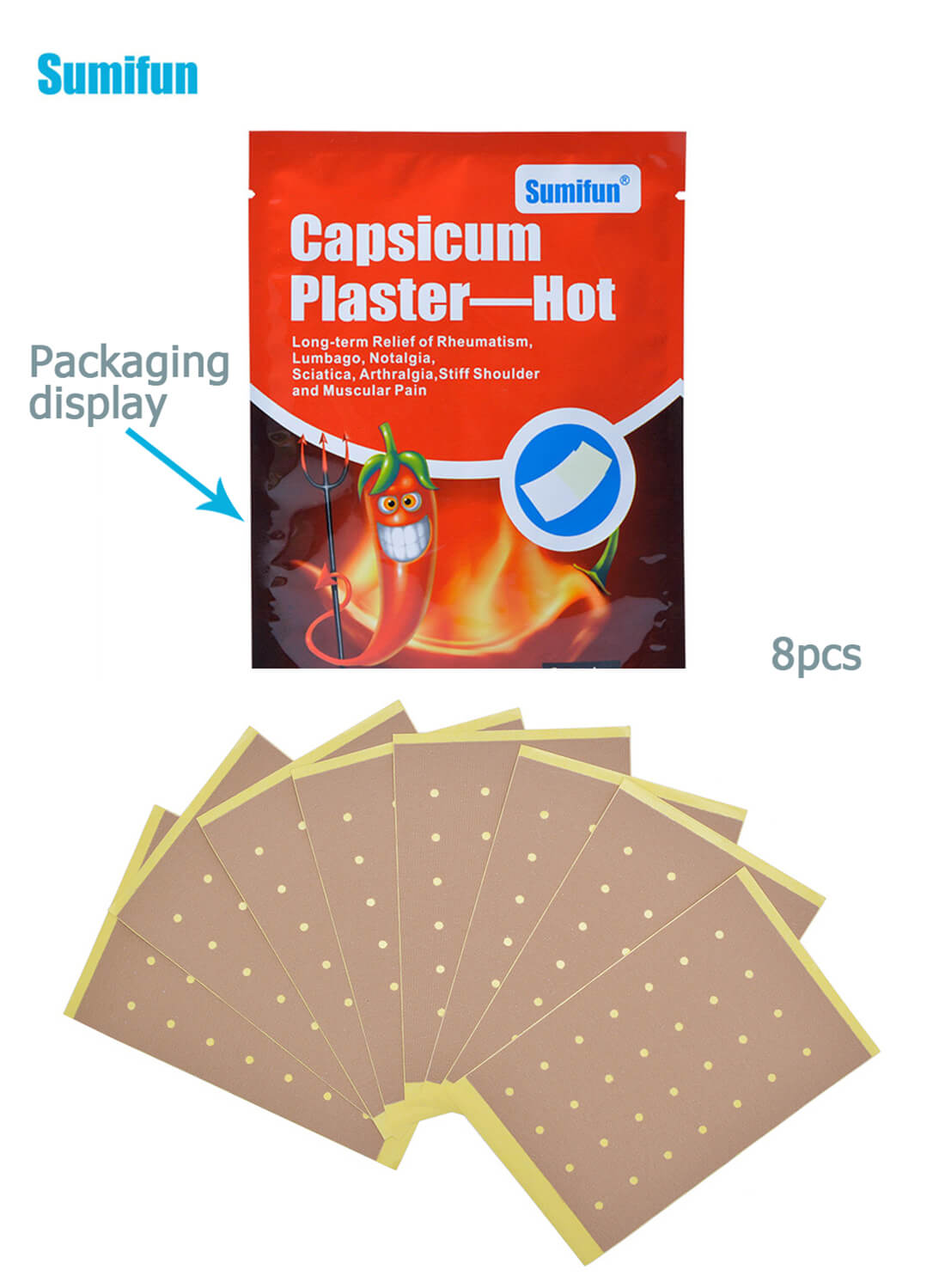 Sumifun Hot Capsicum Plaster Thermal Patch 8Pcs