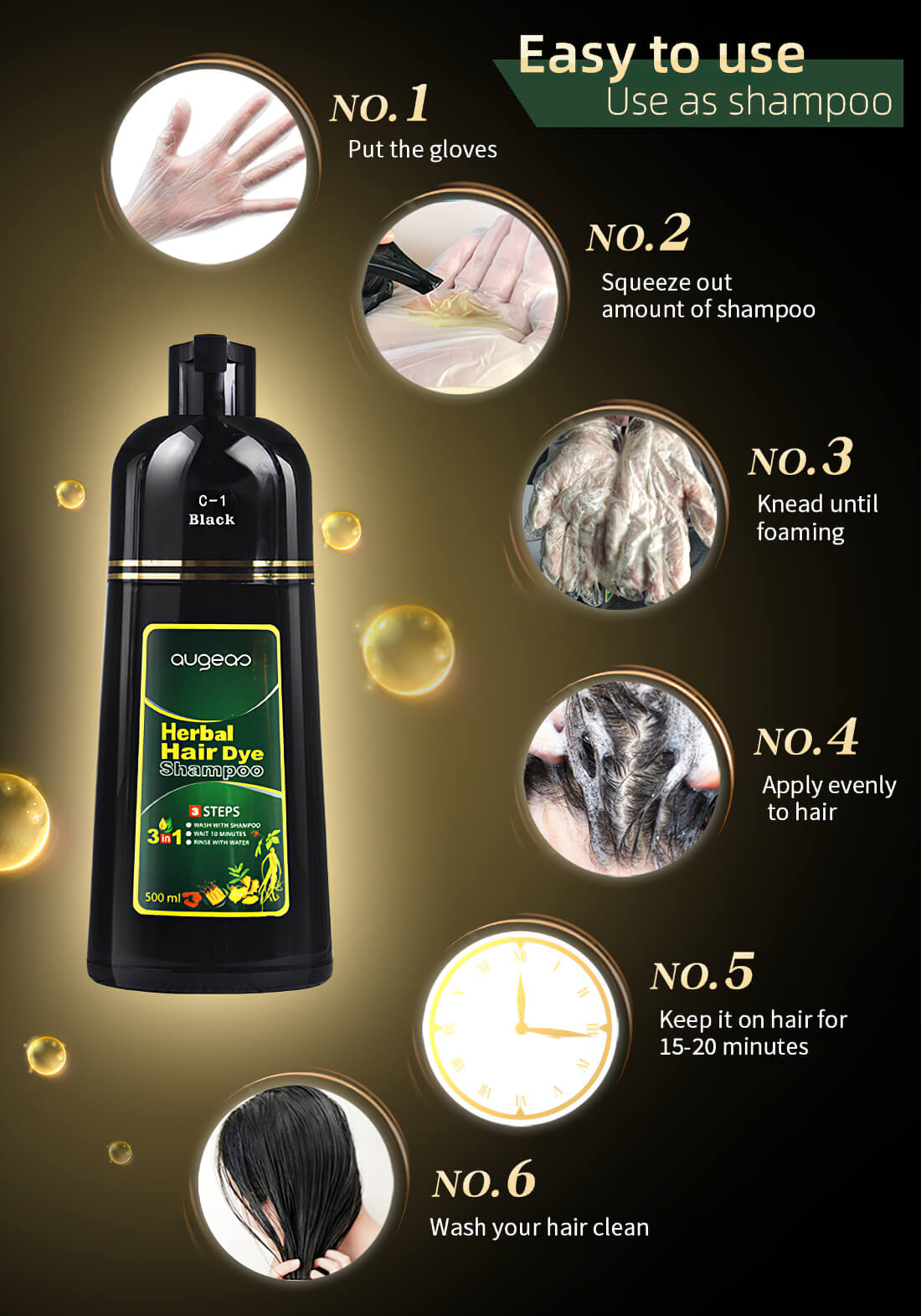 Augeas Herbal Hair Darkening Shampoo 500ml