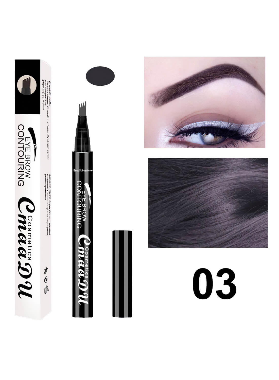 CmaaDu Eyebrow Pen with Micro-Fork Tip