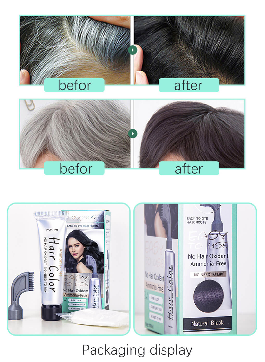 Augeas Permanent Hair Dye Cream with Comb