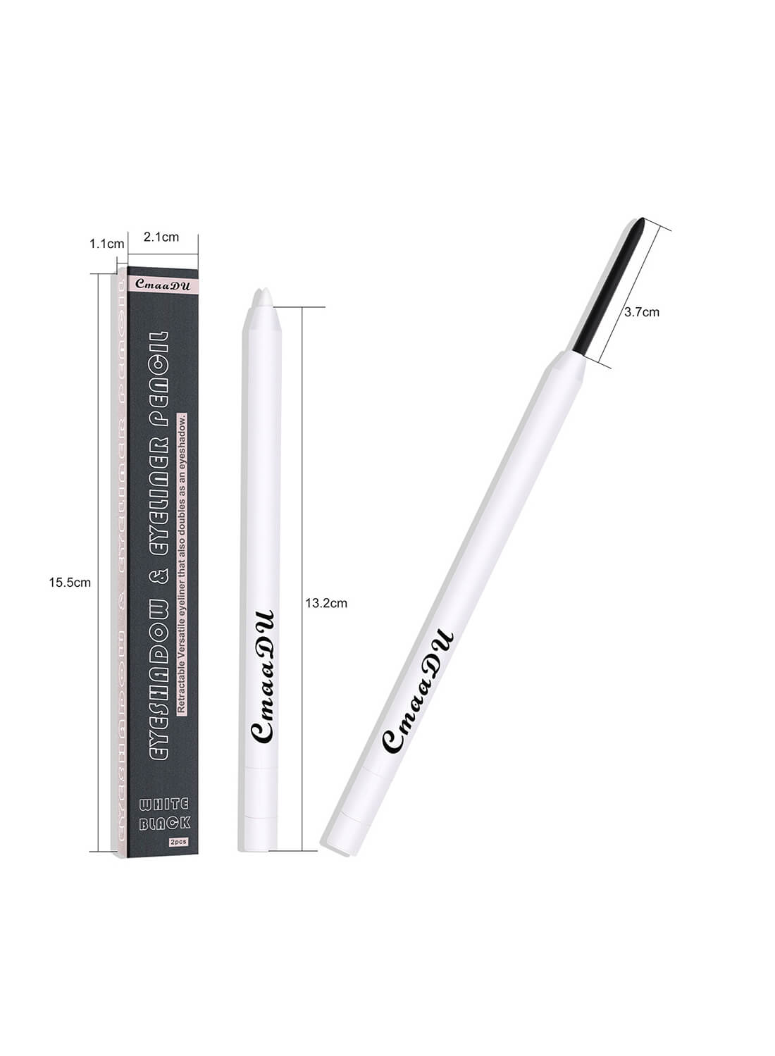 CmaaDu 2Pcs Eyeliner Pencils Black/White