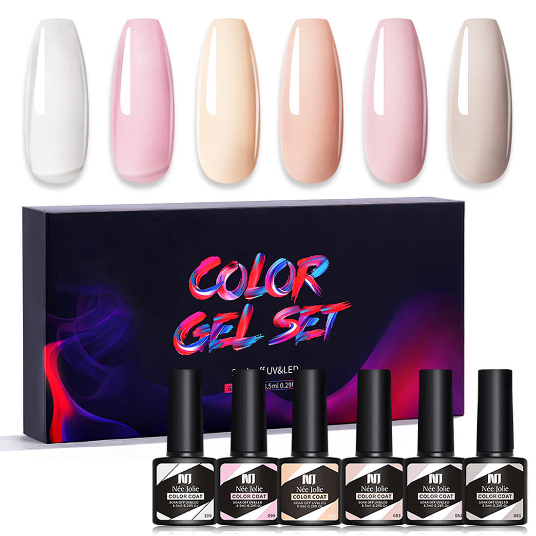 Nee Jolie 6 Color Nail Gel Polish Kit