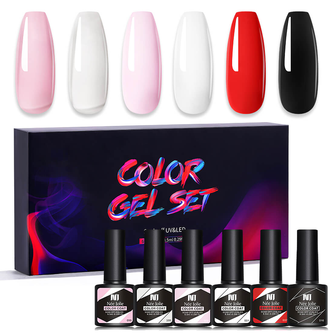 Nee Jolie 6 Color Nail Gel Polish Kit