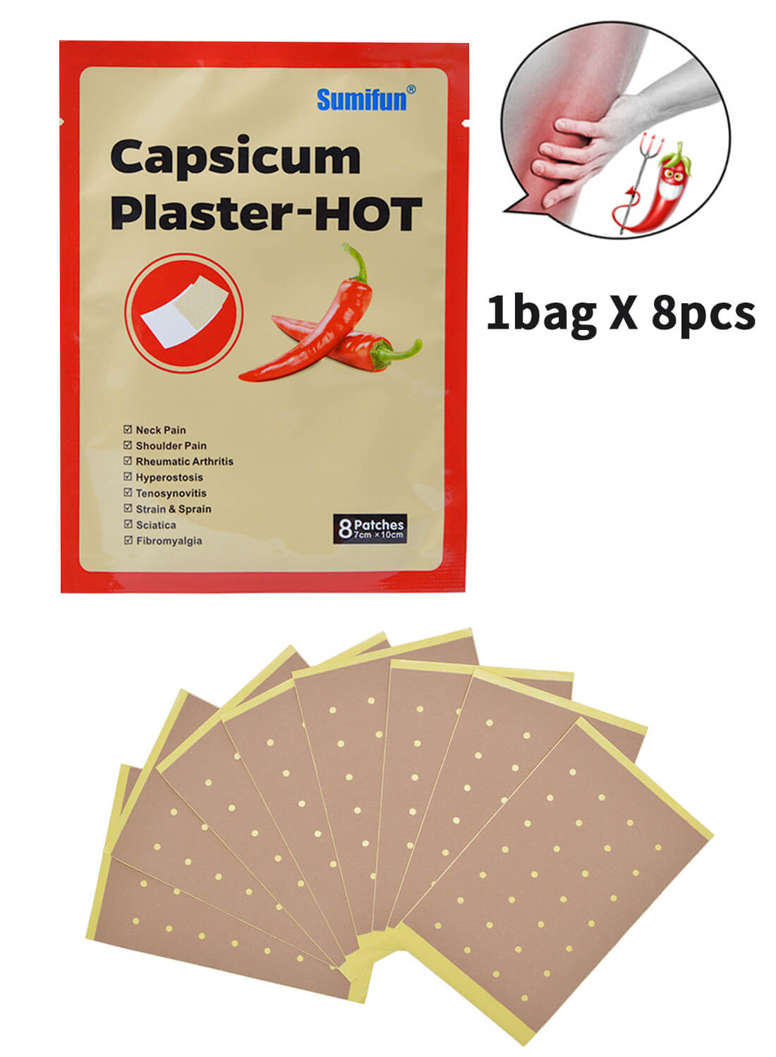 Sumifun Hot Capsicum Plaster Thermal Patch 8Pcs