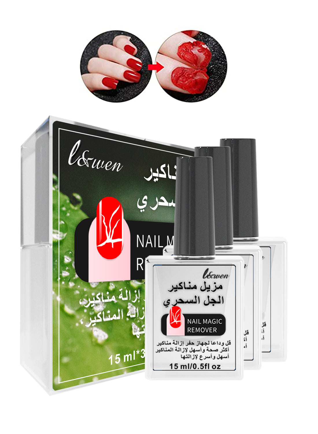 L&wen Gel Nail Polish Remover Kit 15ml*3