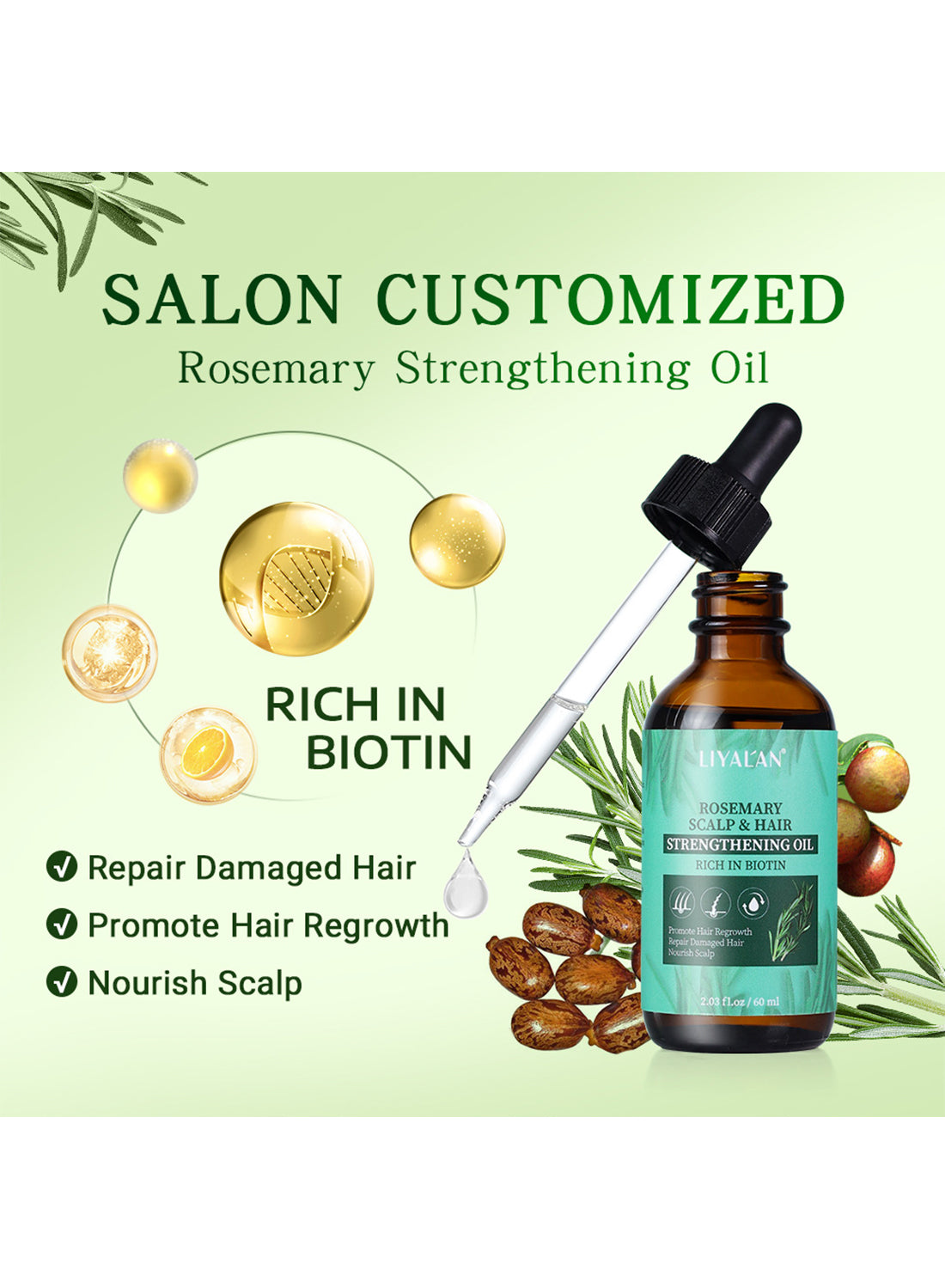 Liyalan Rosemary Scalp and Hair Strengthening Oil