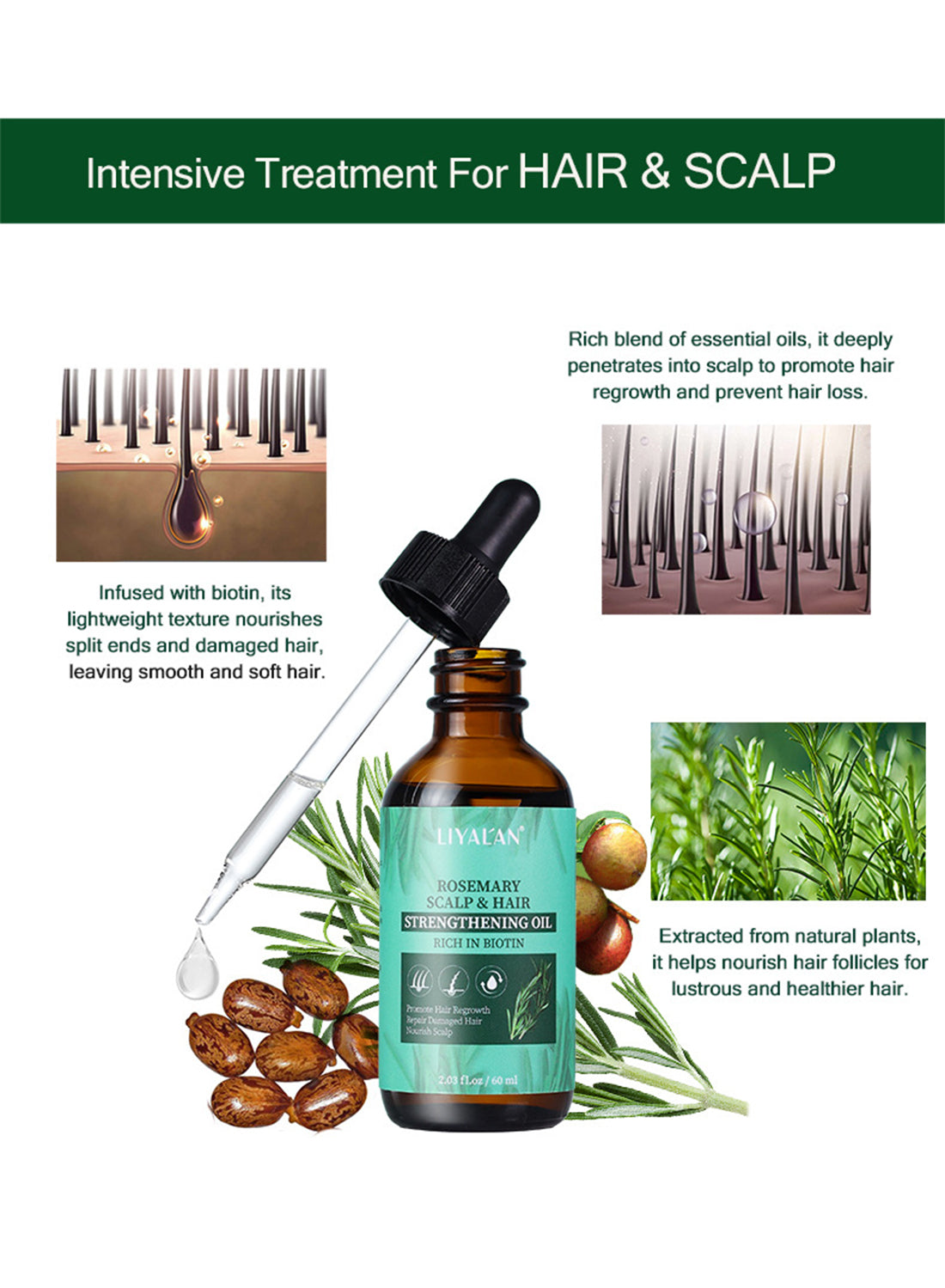 Liyalan Rosemary Scalp and Hair Strengthening Oil