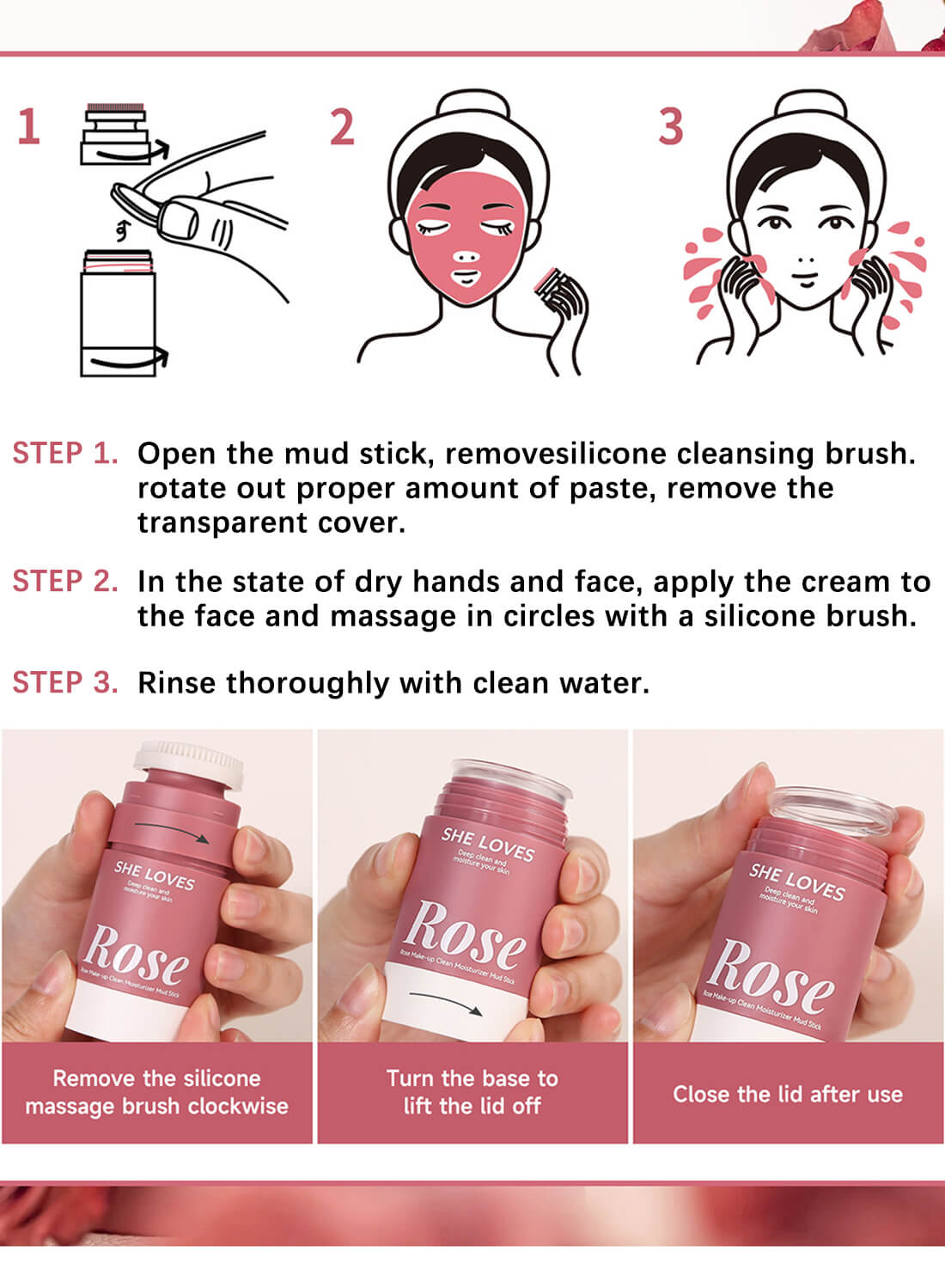 She Loves Rose Makeup Clean Moisturizer Mud Stick