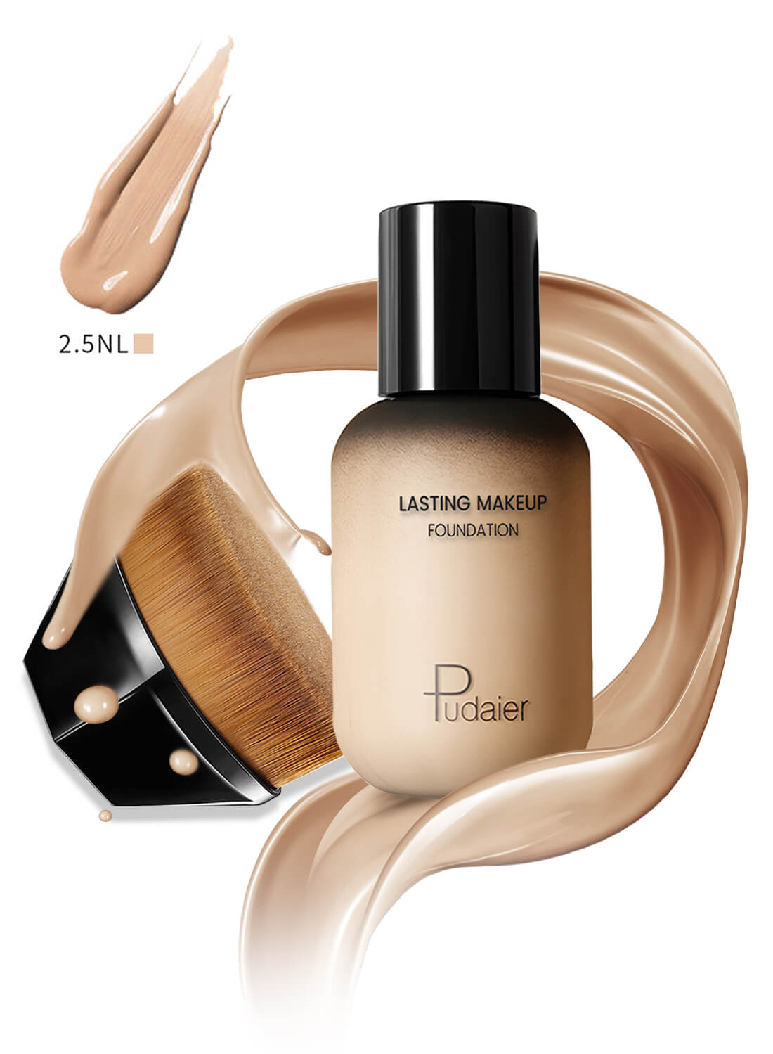 Pudaier Liquid Foundation with Magic Traceless Makeup Brush