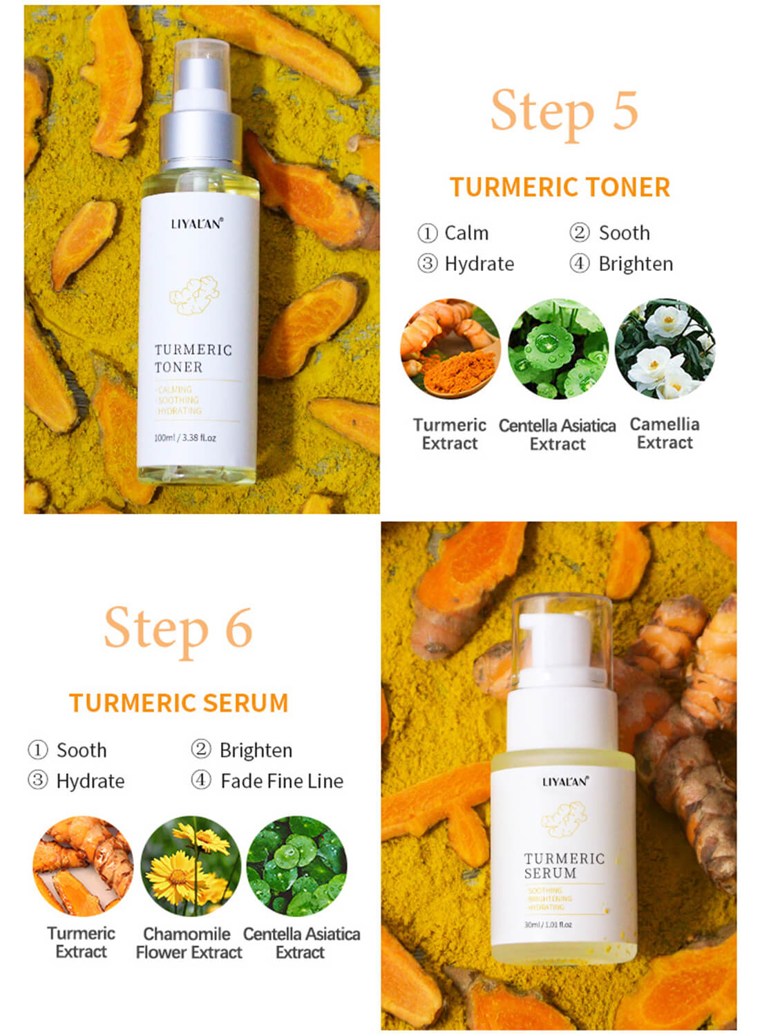 Liyalan 8Pcs Turmeric Skin Care Set