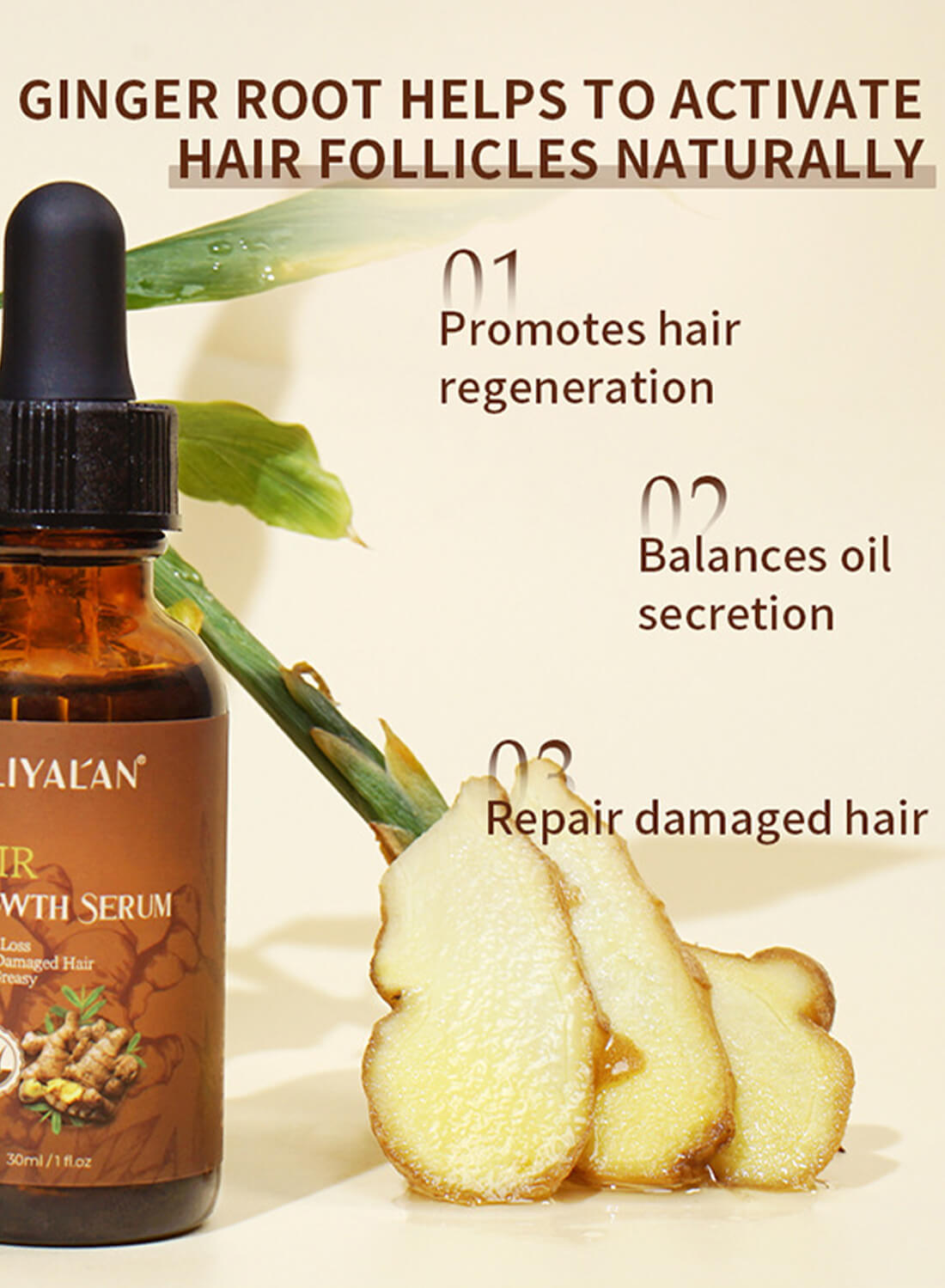 Liyalan Hair Growth Serum with Ginger Extract 30ml