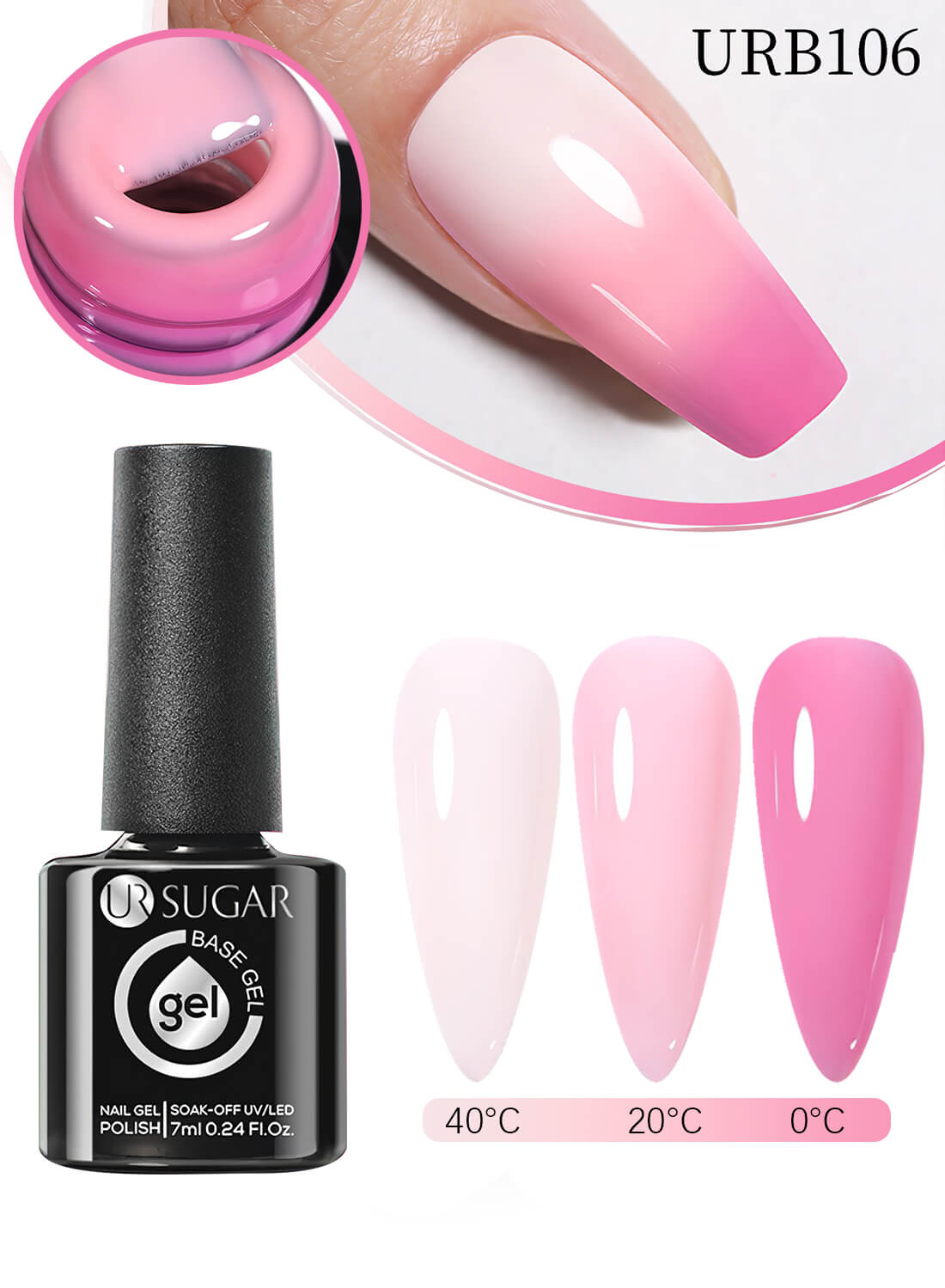 Rubber Base Gel, Temperature Changing Nail Gel