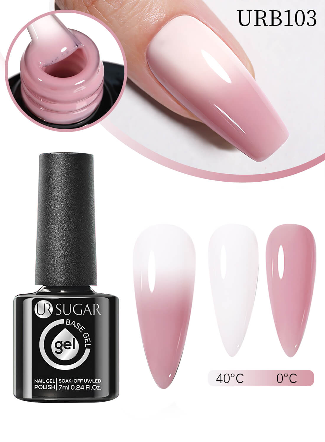 Rubber Base Gel, Temperature Changing Nail Gel