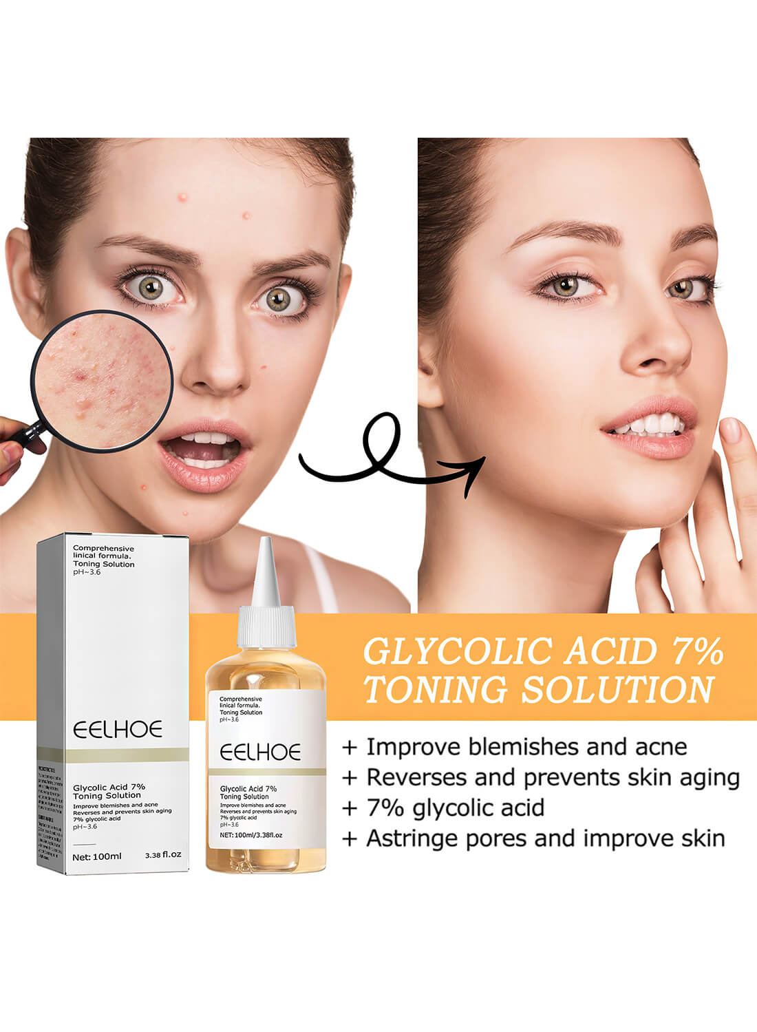 Glycolic Acid 7% Toning Solution, Glycolic Acid Toner 100ml