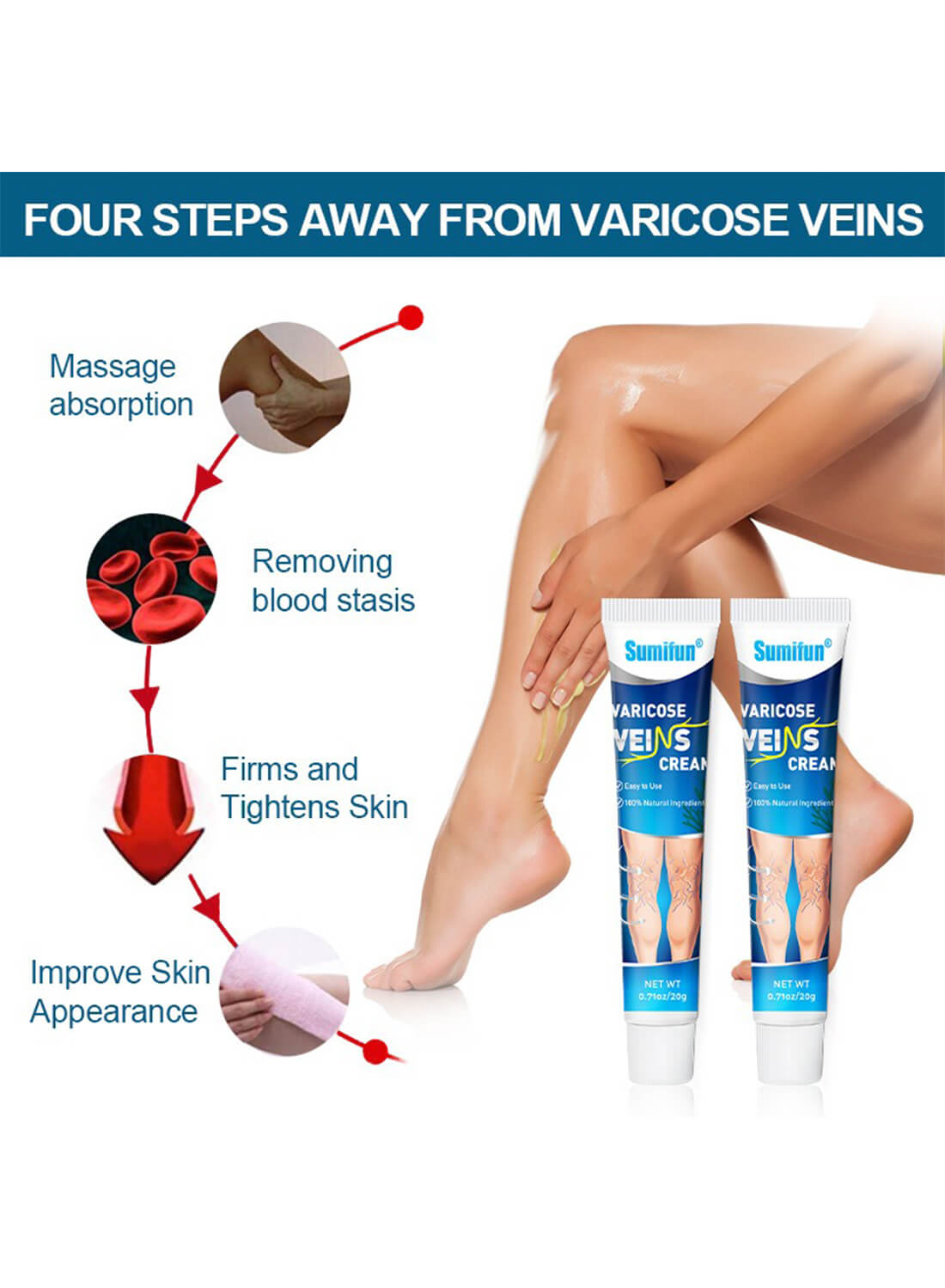 Varicose Veins Cream, Natural Varicose Veins Treatment for Legs 20g