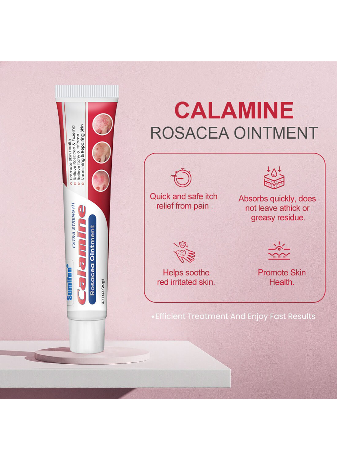 Calamine Rosacea Ointment, Effective Relieve Rosacea and Eczema 20g