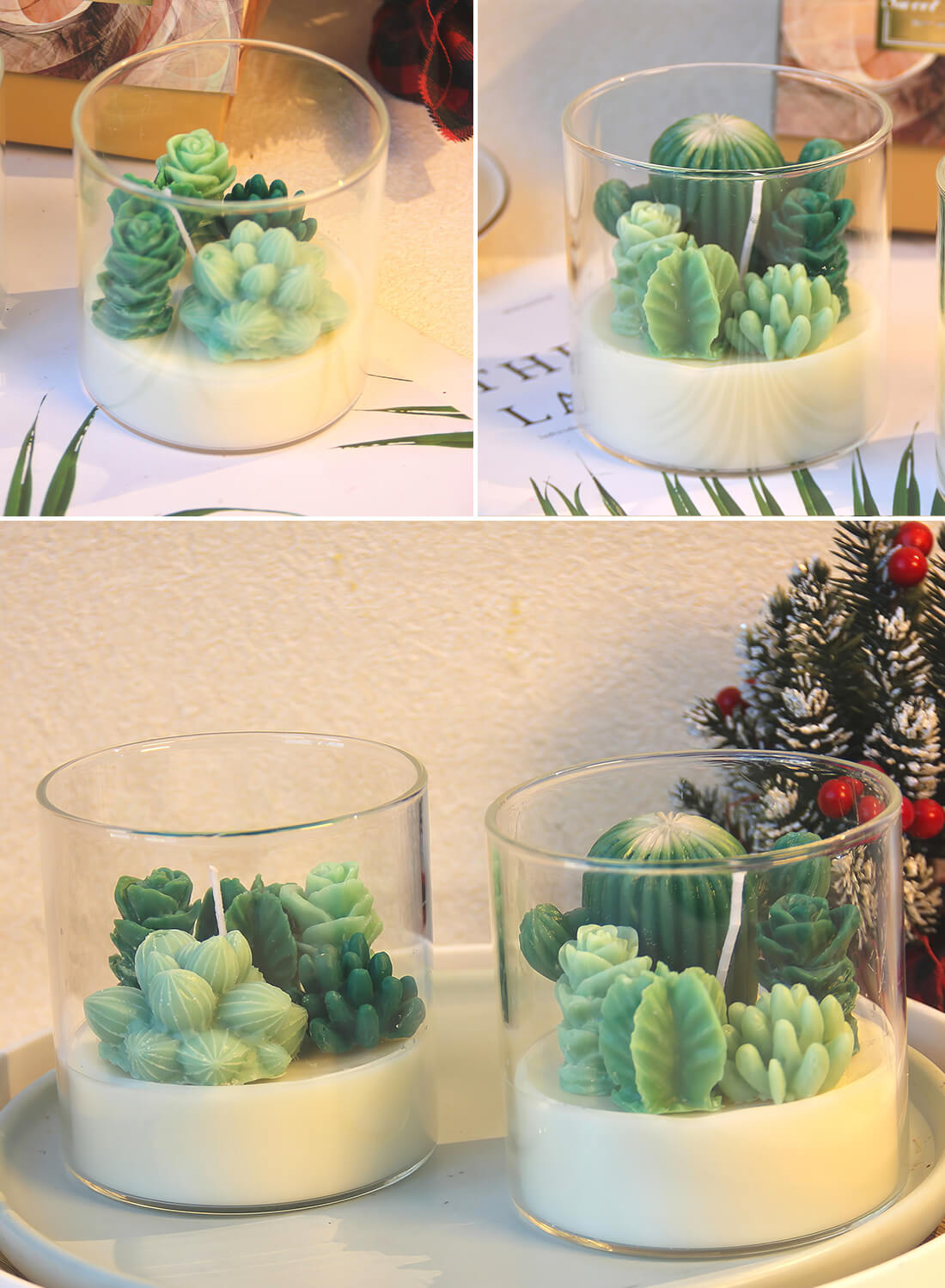 Succulent Scented Candles for Spa Home Party Decors Wedding and Warm Gifts