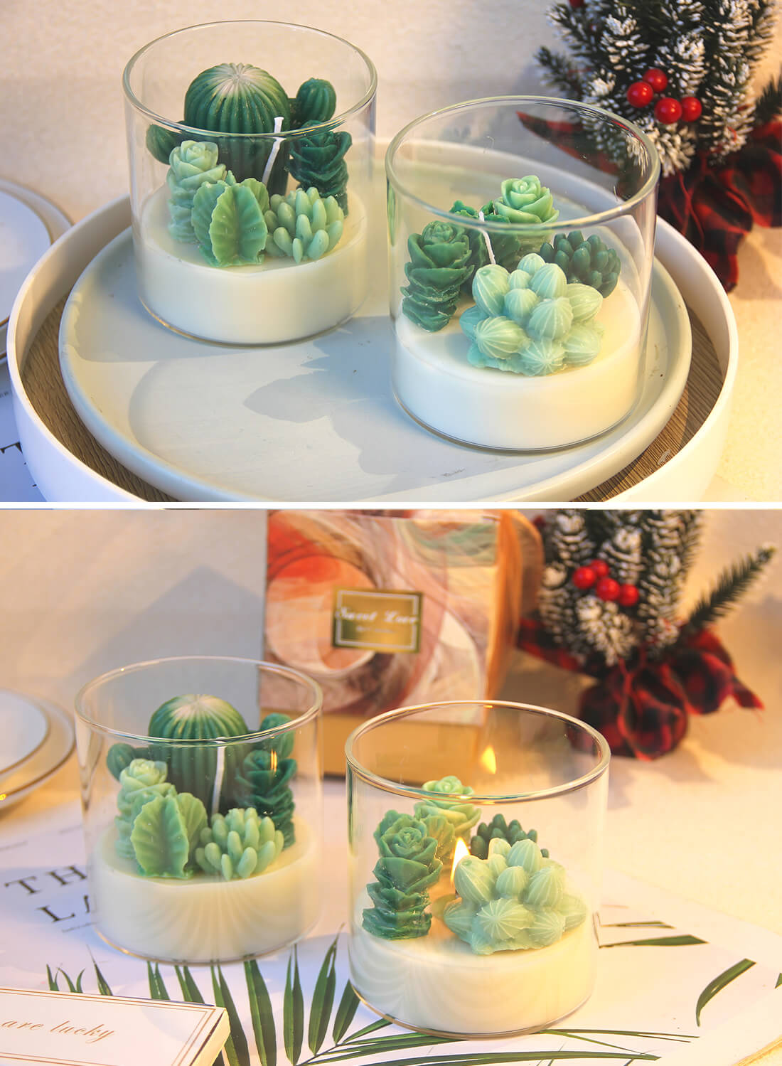 Succulent Scented Candles for Spa Home Party Decors Wedding and Warm Gifts