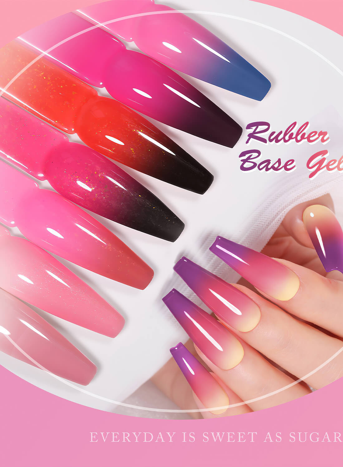 Rubber Base Gel, Temperature Changing Nail Gel