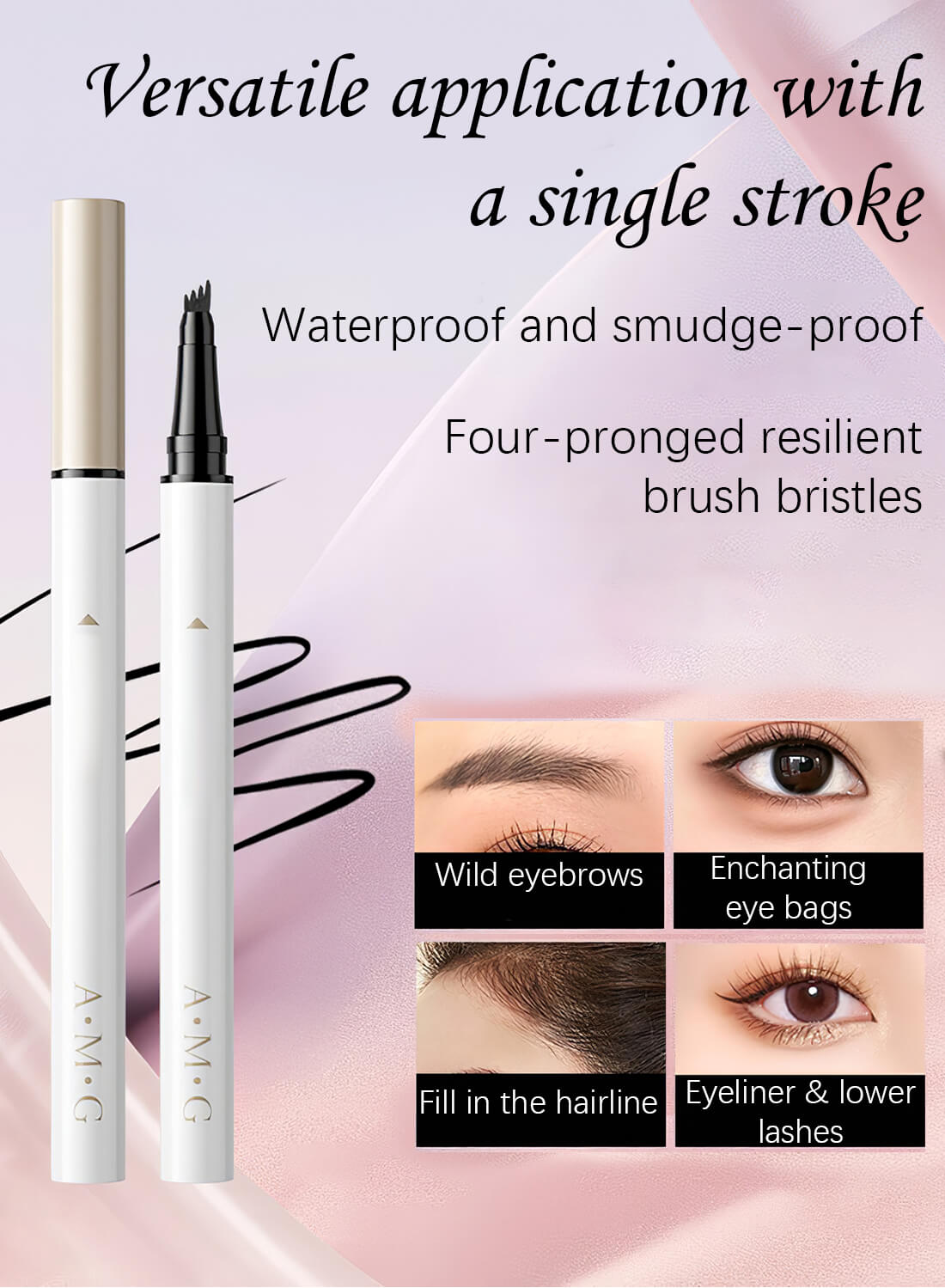 Eyebrow Pen with Micro-Fork Tip, 4 Tip Microblade Eyebrow Pen