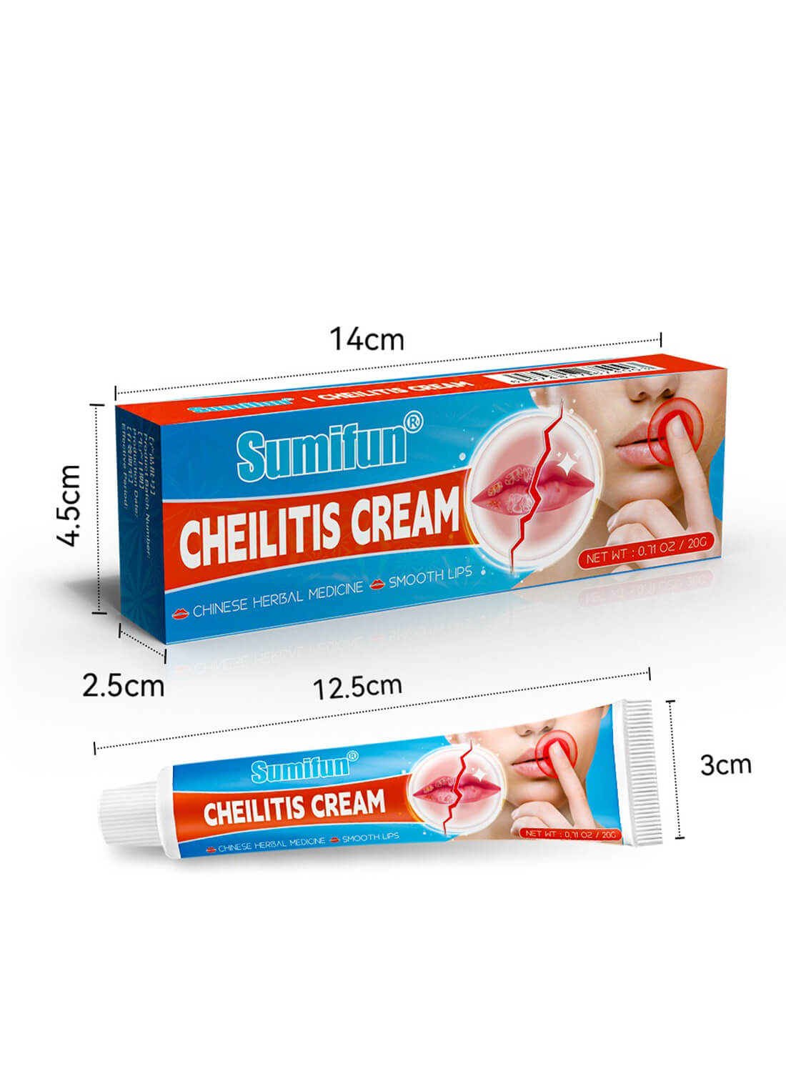 Cheilitis Cream, Lip Care for Dry Cracked Lips 20G